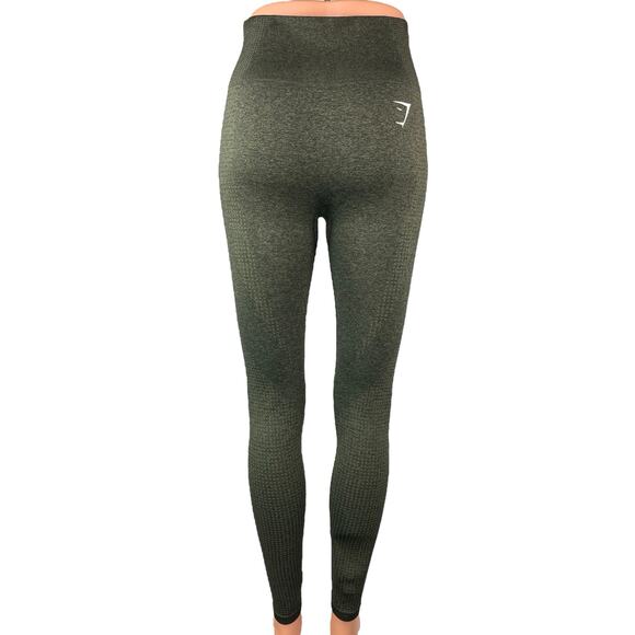 Gymshark Vital Seamless Gray Green Mid Rise Yoga Gym Ankle Leggings Pants Size S - Picture 3 of 5